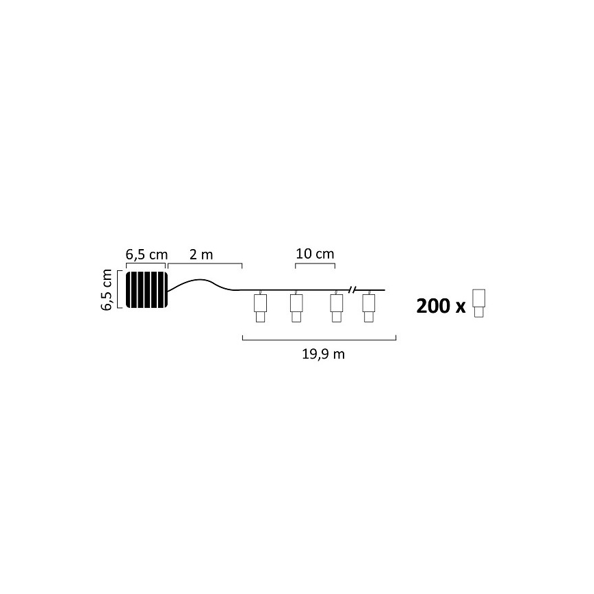 LED Łańcuch solarny SHINE 200xLED/1,2V 21,9 m IP44