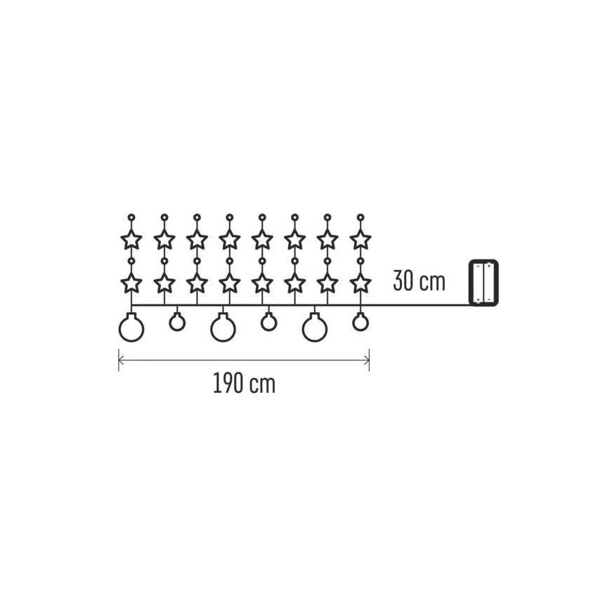 LED Łańcuch świąteczny 20xLED/2xAA 2,2 m ciepła biel