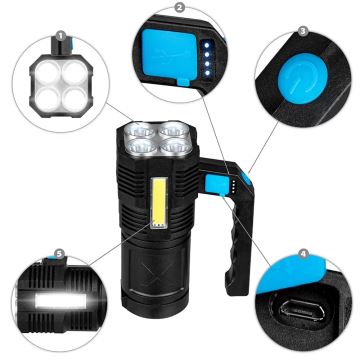LED Ściemnialna latarka akumulatorowa LED/5V IPX4 250 lm 4 h 1200 mAh
