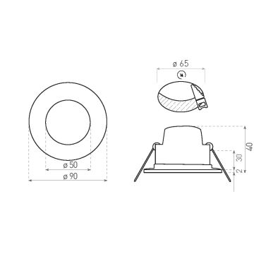 LED Łazienkowa oprawa wpuszczana BONO LED/5W/230V 3000K IP65 czarna