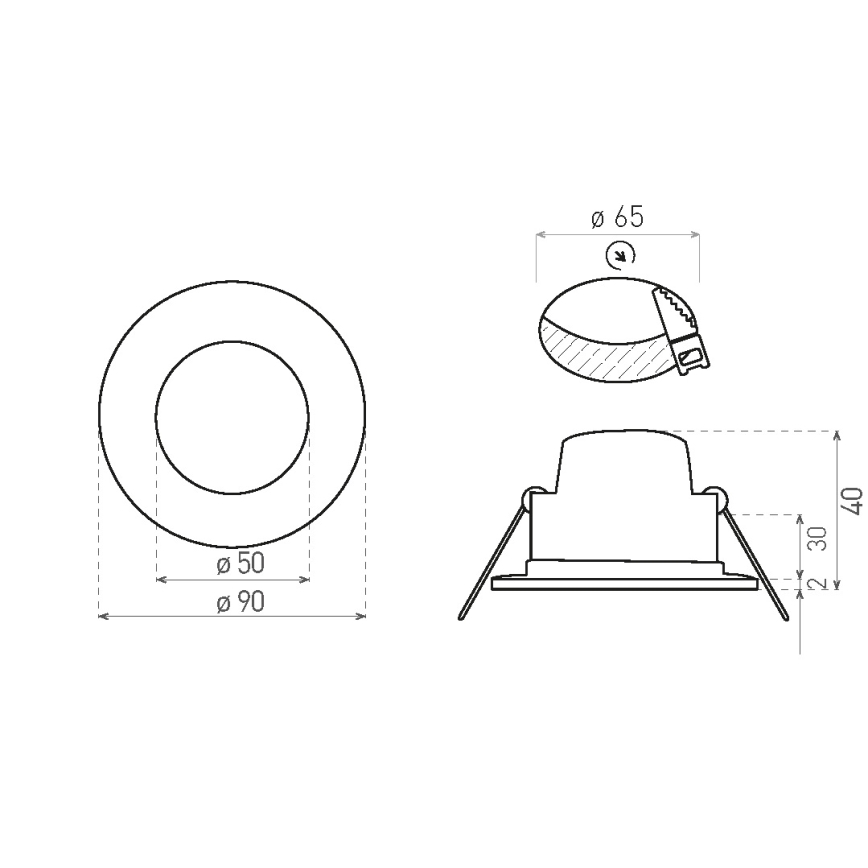 LED Łazienkowa oprawa wpuszczana BONO LED/5W/230V 3000K IP65 czarna