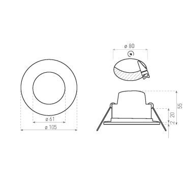 LED Łazienkowa oprawa wpuszczana BONO LED/8W/230V 3000K IP65 czarna