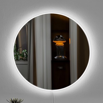 LED Lustro ścienne z podświetleniem ROUND śr. 40 cm białe