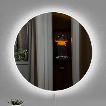 LED Lustro ścienne z podświetleniem ROUND śr. 60 cm białe