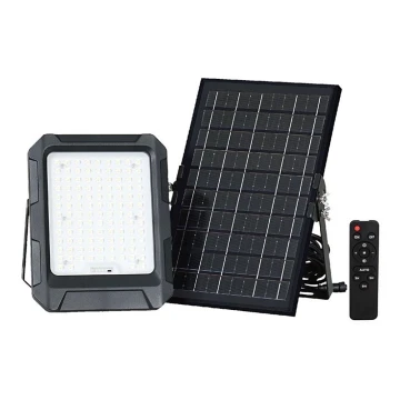 LED Naświetlacz solarny LED/10W/3,7V IP65 4000K czarny + pilot zdalnego sterowania