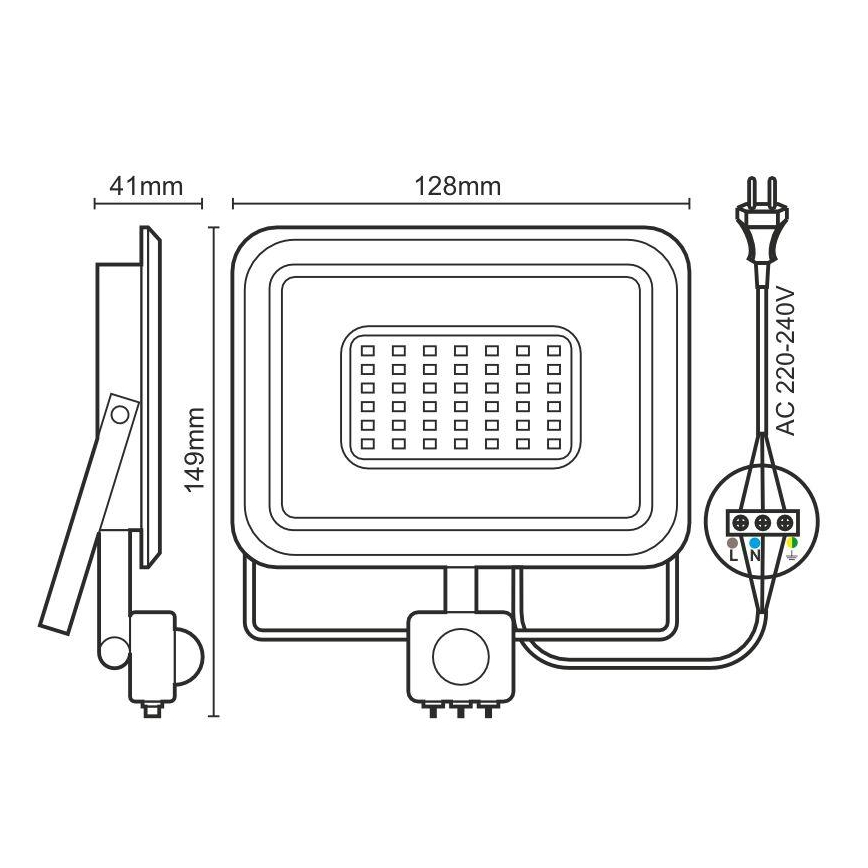 LED Naświetlacz z czujnikiem LED/20W/230V 4000K IP44