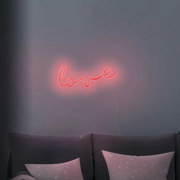 LED Neonowa dekoracja ścienna LOVE LED/3W/3xAA czerwona