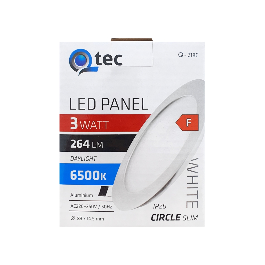 LED Oprawa wpuszczana QTEC LED/3W/230V 6500K śr. 8,3 cm