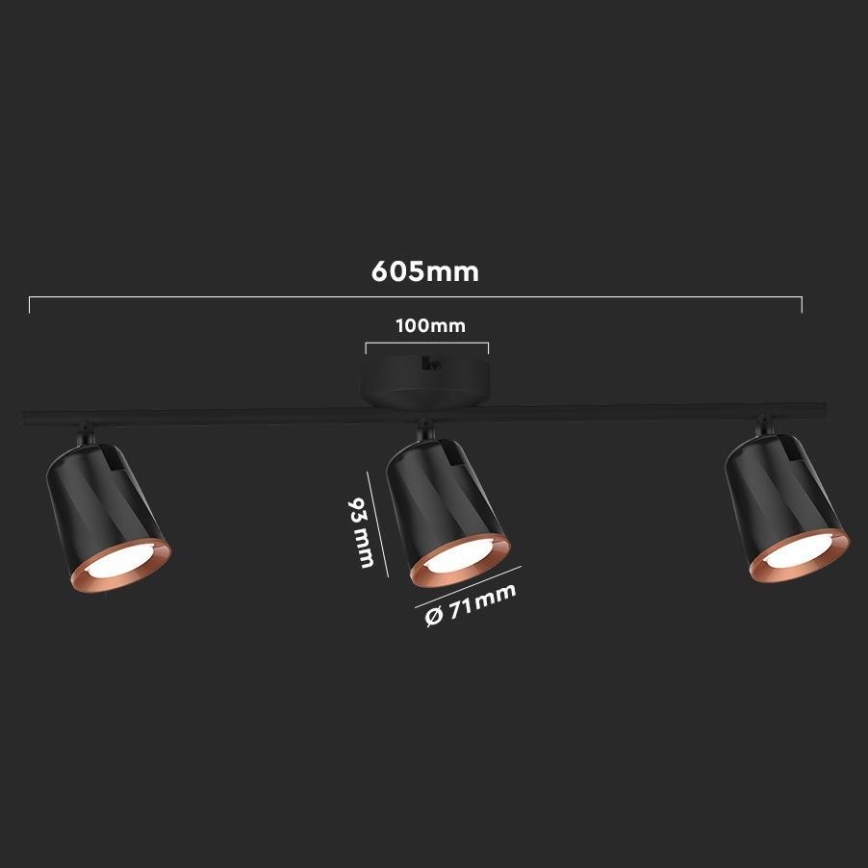LED oświetlenie punktowe 3xLED/5W/230V 3000K czarny