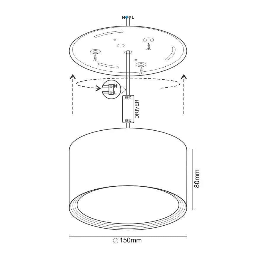 LED Oświetlenie punktowe LED/17W/230V 4000K śr. 15 cm białe