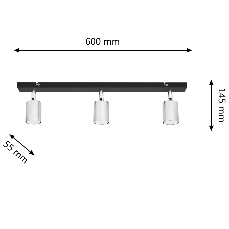 LED Oświetlenie punktowe TUNE 3xGU10/4,8W/230V matowy chrom/czarne
