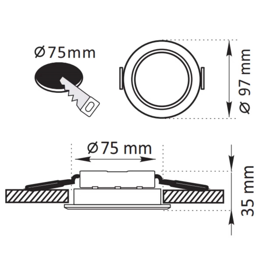 LED Oswietlenie wpuszczane ZOE LED/4,8W/230V czarny