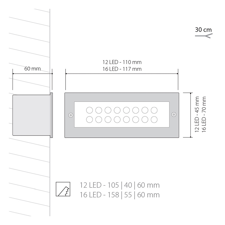 Panlux ID-A04/S - LED Oświetlenie zewnętrzne INDEX 12 LED 1x12LED/1W/230V