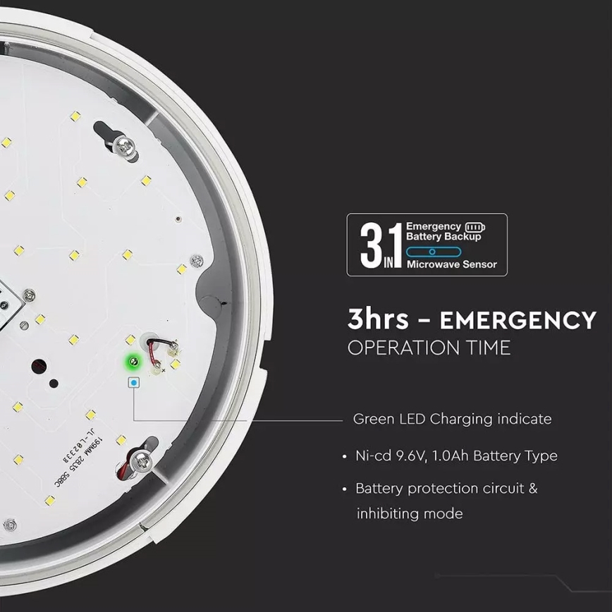 LED Oświetlenie zewnętrzne SAMSUNG CHIP z czujnikiem i baterią 1xLED/15W/230V IP65