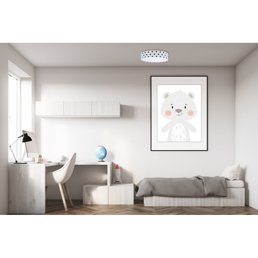 LED Plafon GALAXY KIDS LED/24W/230V kropki białe/czarne