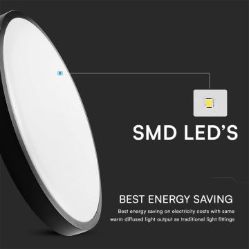 LED Plafon łazienkowy SAMSUNG CHIP LED/24W/230V IP44 3000K śr. 29 cm czarny