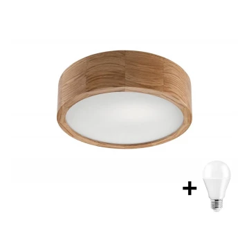 LED Plafon OAK 1xE27/10W/230V dąb śr. 27 cm