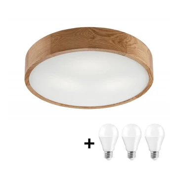 LED Plafon OAK 3xE27/10W/230V dąb śr. 47 cm