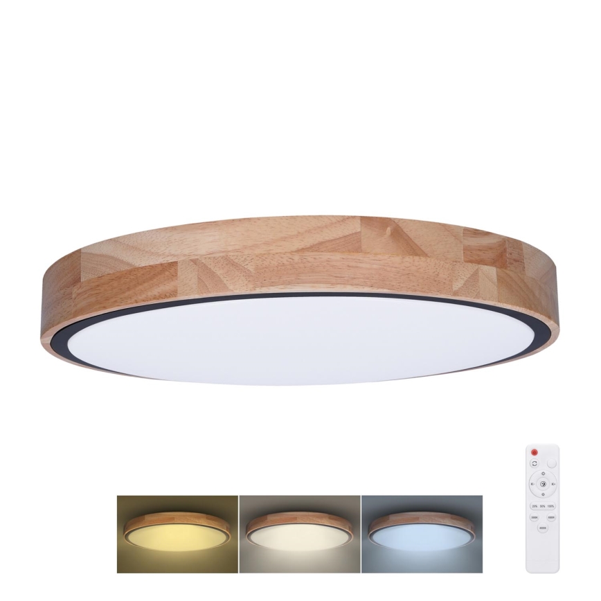 LED Plafon ściemnialny IRON OAK LED/48W/230V 3000-6500K dąb śr. 40 cm + pilot zdalnego sterowania