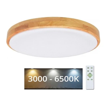 LED Plafon ściemnialny LENA LED/24W/230V 3000-6500K dąb + pilot zdalnego sterowania