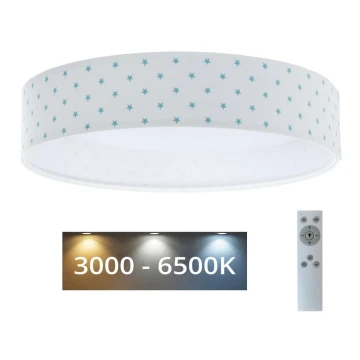 LED Plafon ściemnialny SMART GALAXY KIDS LED/24W/230V 3000-6500K gwiazdy biały/turkusoway + pilot