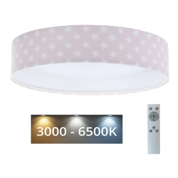 LED Plafon ściemnialny SMART GALAXY KIDS LED/24W/230V 3000-6500K gwiazdy różowy/biały + pilot