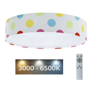 LED Plafon ściemnialny SMART GALAXY KIDS LED/24W/230V 3000-6500K kropki  kolorowa + pilot