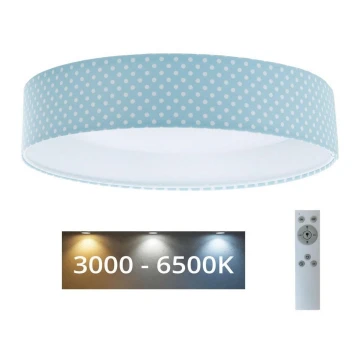 LED Plafon ściemnialny SMART GALAXY KIDS LED/24W/230V 3000-6500K kropki turkusowa/biała + pilot