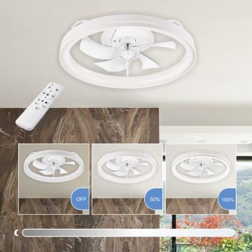 LED Ściemniany plafon z wentylatorem FARGO LED/37W/230V biały + zdalne sterowanie