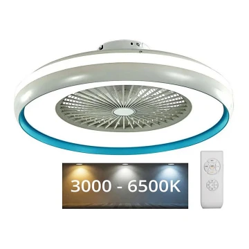 LED Plafon z wentylatorem LED/45W/230V 3000/4000/6500K niebieski + pilot zdalnego sterowania