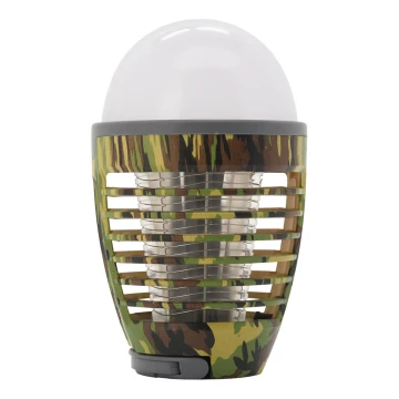 LED Przenośna ładowalna lampa z pułapką na owady LED/2W/3,7V 1800 mAh IPX4 kamuflaż