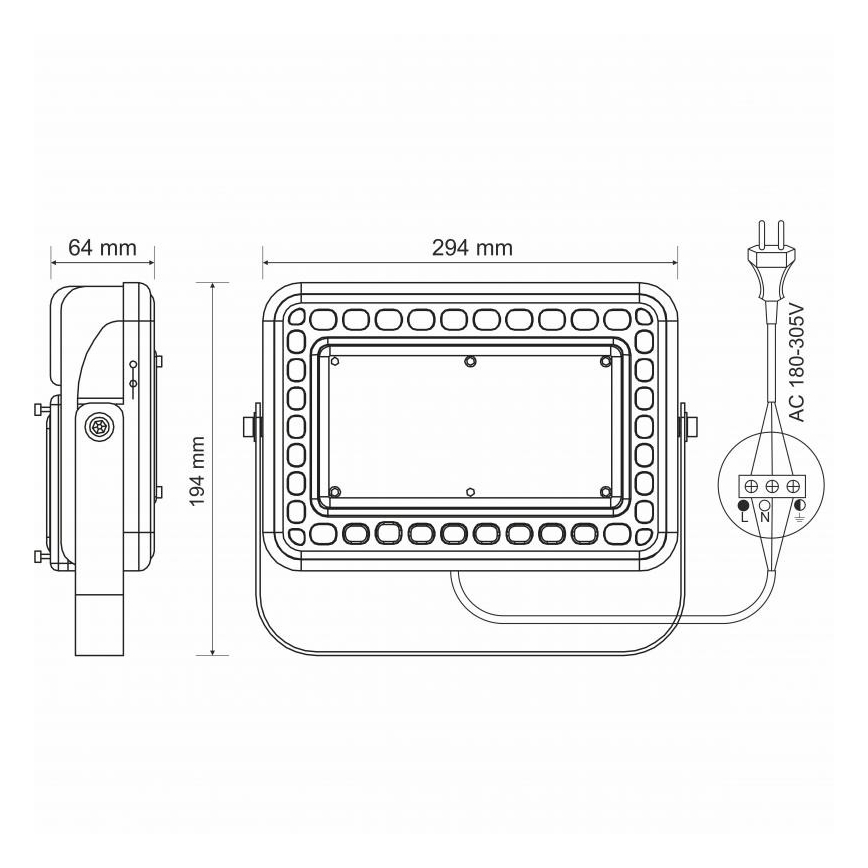 LED Reflektor zewnętrzny PROFI LED/100W/180-305V IP65