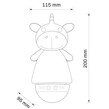 LED RGB Dziecięca lampka nocna z melodią 3xAAA/5V jednorożec