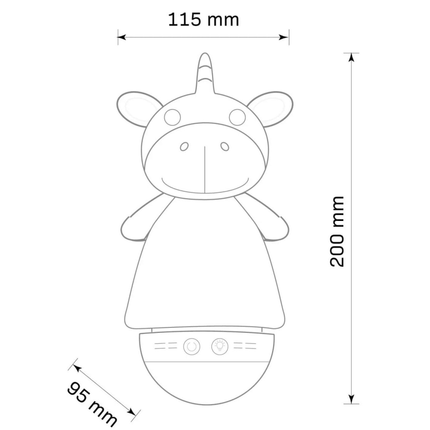 LED RGB Dziecięca lampka nocna z melodią 3xAAA/5V jednorożec