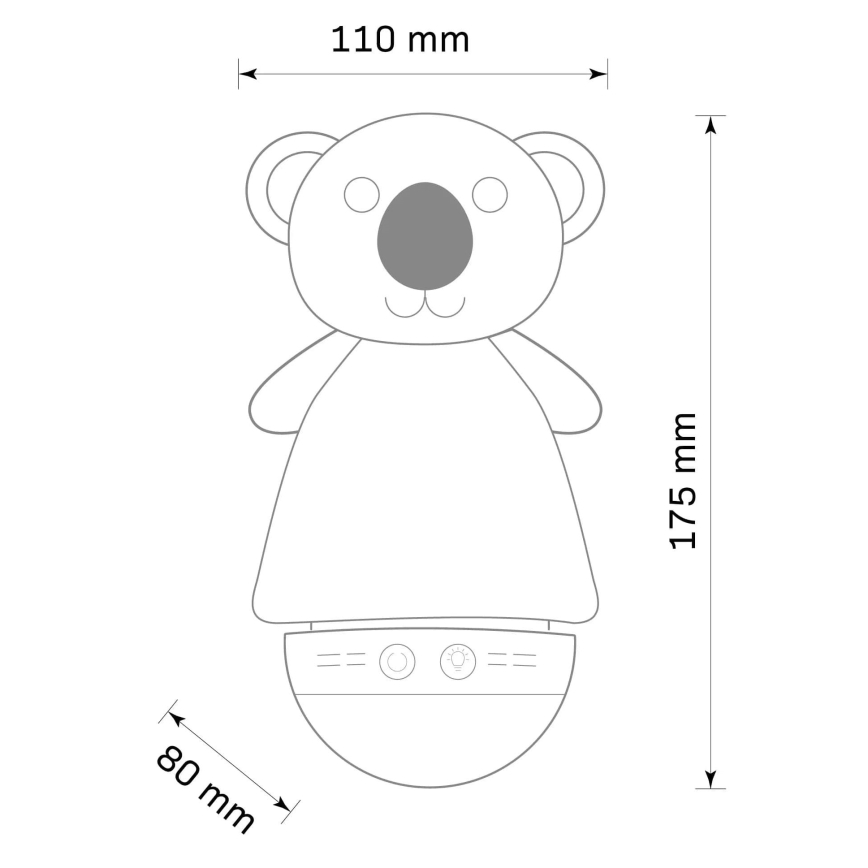 LED RGB Dziecięca lampka nocna z melodią 3xAAA/5V koala