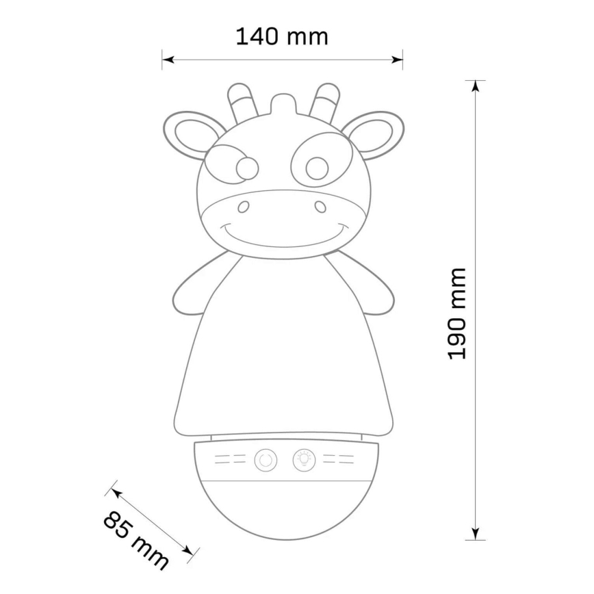 LED RGB Dziecięca lampka nocna z melodią 3xAAA/5V żyrafa