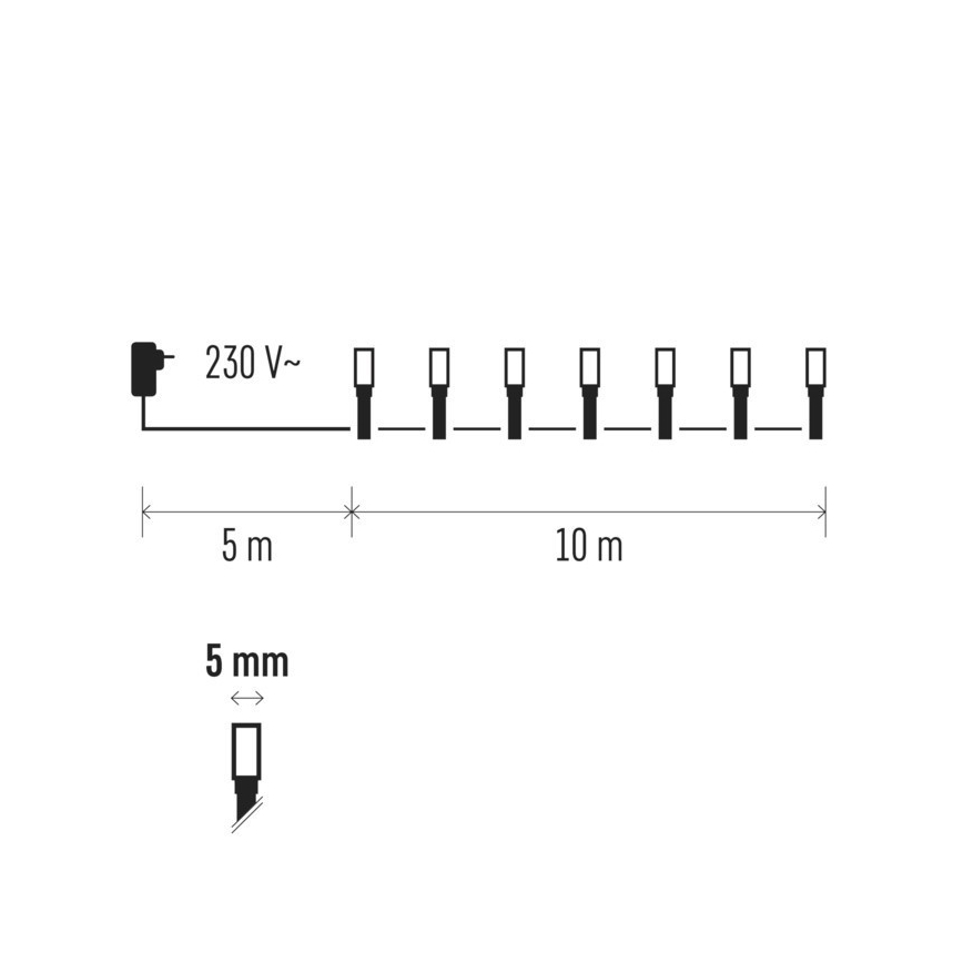 LED RGB Łańcuch bożonarodzeniowy zewnętrzny 96×LED/8 funkcji15m IP44