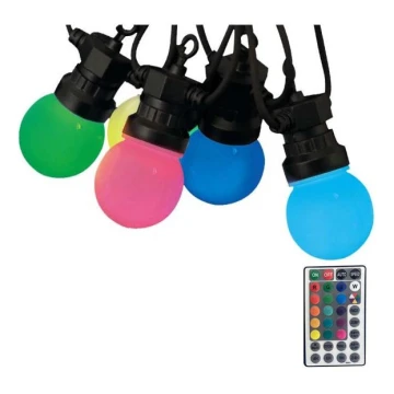 LED RGB Łańuch zewnetrzy STRING 13 m 15xLED/0,5W/230V IP44 + pilot zdalnego sterowania