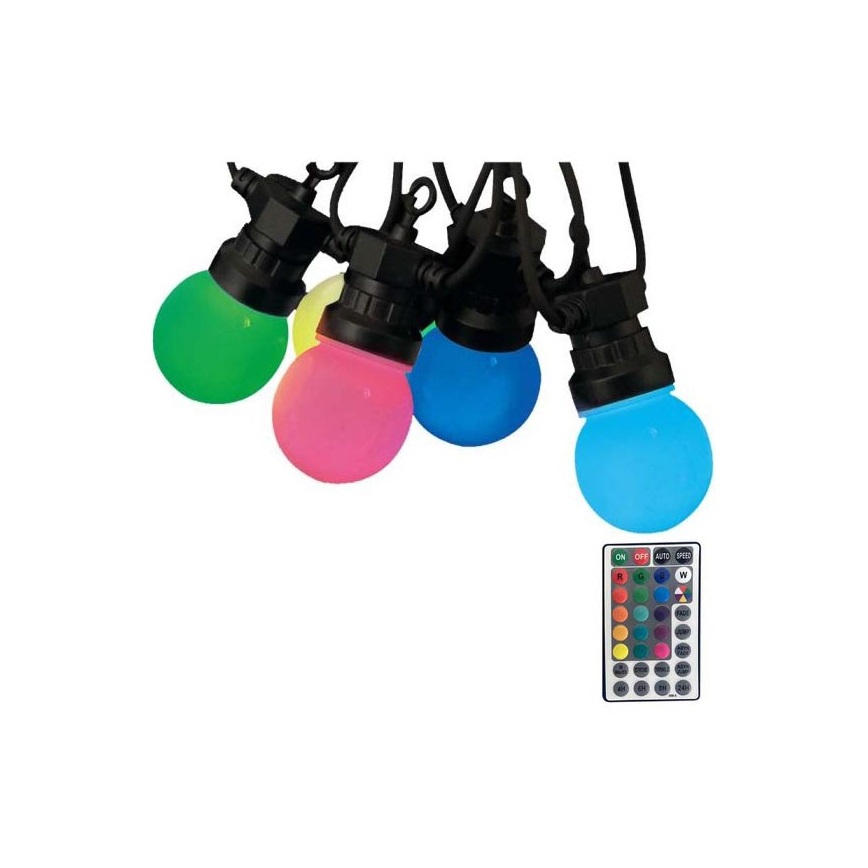 LED RGB Łańuch zewnetrzy STRING 13 m 15xLED/0,5W/230V IP44 + pilot zdalnego sterowania