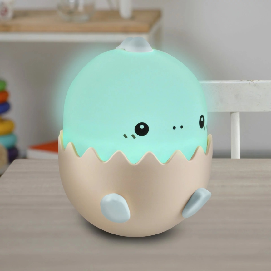 LED RGBW Ściemnialna children's dotykowy lampa BABY DINO LED/0,75W/5V 1200mAh niebieski