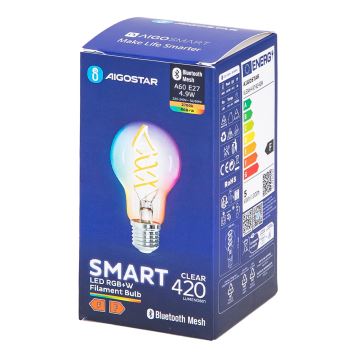 LED RGBW Żarówka FILAMENT A60 E27/4,9W/230V 2700K - Aigostar