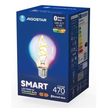 LED RGBW Żarówka FILAMENT G80 E27/4,9W/230V 2700K - Aigostar