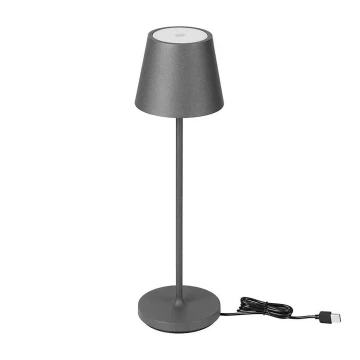 LED Ściemnialna akumulatorowa dotykowa lampa stołowa LED/2W/5V 4400 mAh 3000K IP54 szare