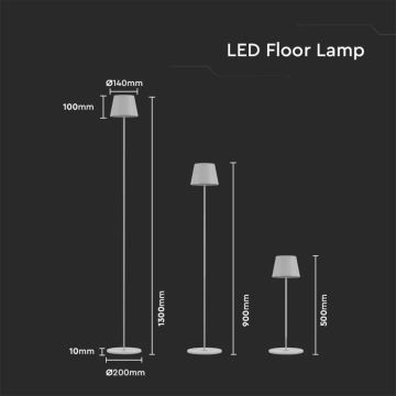 LED Ściemnialna akumulatorowa lampa podłogowa 3w1 LED/4W/5V 4400 mAh 3000K IP54 biała