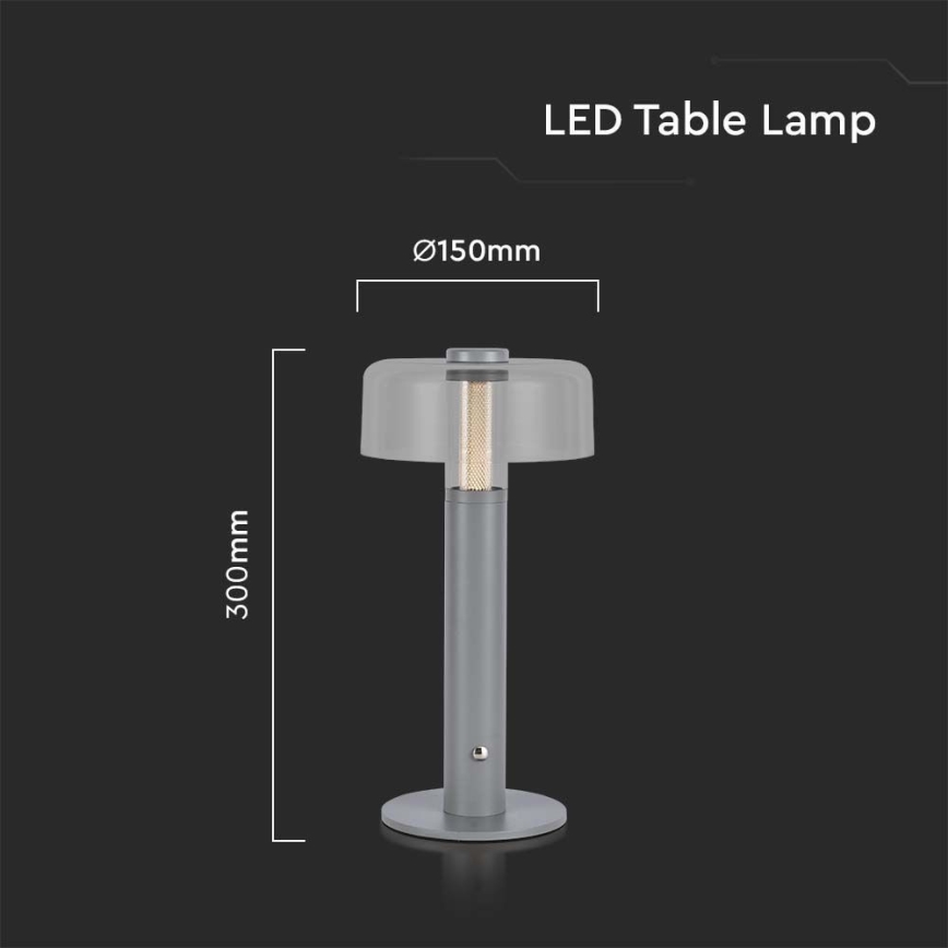 LED Ściemnialna akumulatorowa lampa stołowa LED/1W/5V 3000K 1800 mAh szara