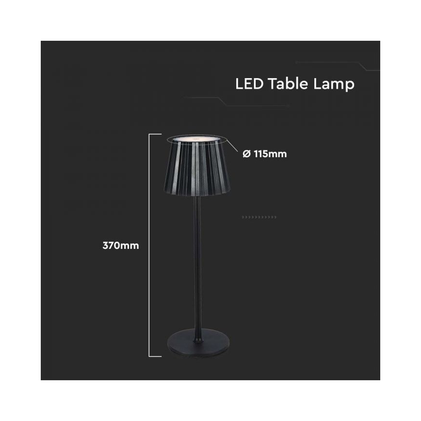 LED Ściemnialna akumulatorowa dotykowa lampa stołowa LED/4W/5V 3000-6000K 1800 mAh czarna