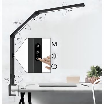 LED Ściemnialna dotykowa elastyczna lampa stołowa LED/12W/230V 3000/4000/5000/6500K CRI 92 czarna
