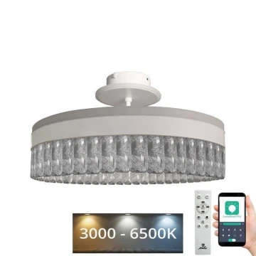 LED Ściemnialna kryształ Żyrandol natynkowy LED/75W/230V 3000-6500K biały + pilot zdalnego sterowania