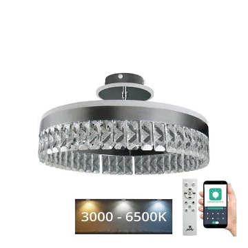 LED Ściemnialna kryształ Żyrandol natynkowy LED/75W/230V 3000-6500K chrom + pilot zdalnego sterowania