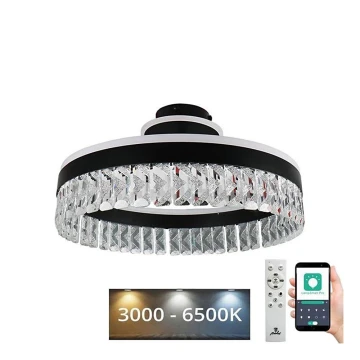 LED Ściemnialna kryształ Żyrandol natynkowy LED/75W/230V 3000-6500K czarne + Pilot zdalnego sterowania